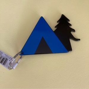 Tent keychain bottle opener black and blue